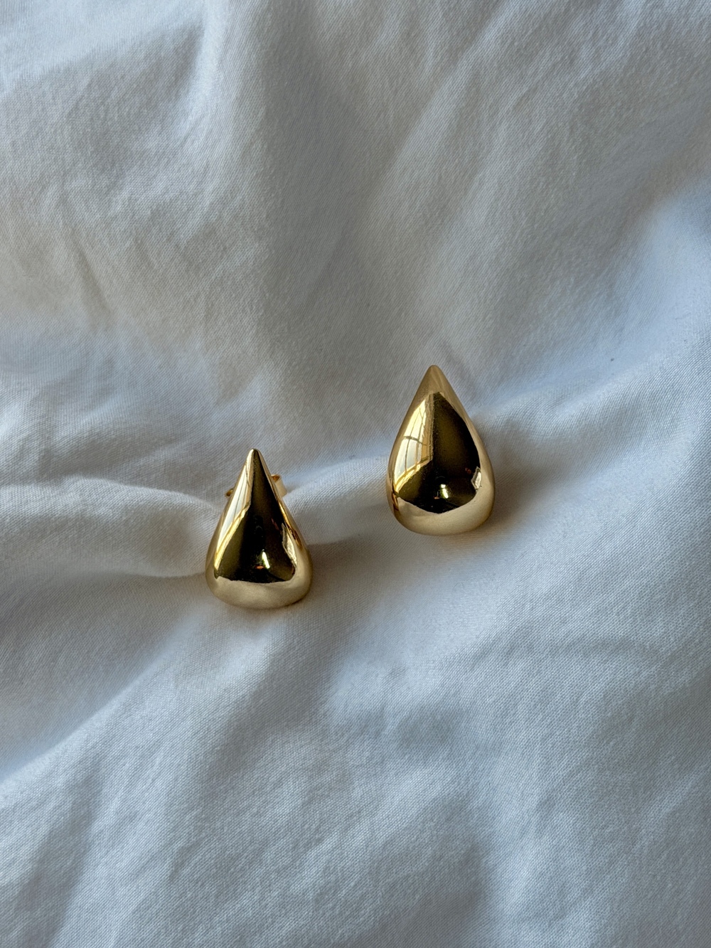 Wide Drop Hoop 18k Gold Plated Earrings